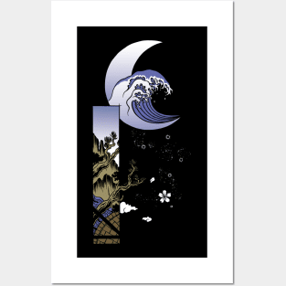 Moon wave Posters and Art